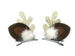 Barrette bois de Renne Noel paillettes