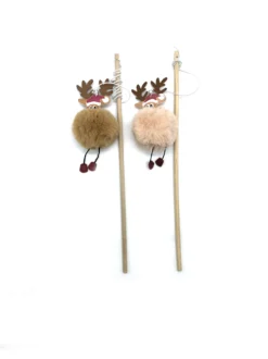 Canne à pêche de Noël XL avec peluche Renne chat