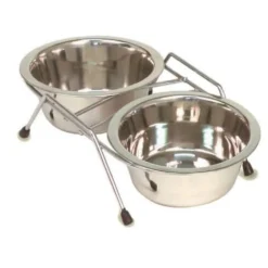 Double gamelle en inox avec support de surélévation chien, chat
