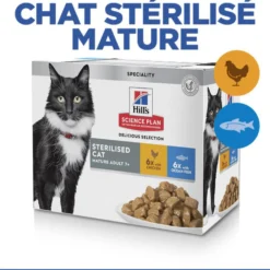 Hill's Science Plan Sterilised Cat Mature 7+ - Sachet Repas Poulet - Poisson de l'Océan 12x85g
