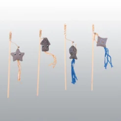 Présentoir et Canne à pêche en bois