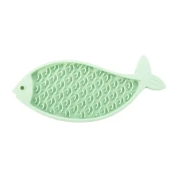 Tapis de léchage poisson silicone vert chien, chat